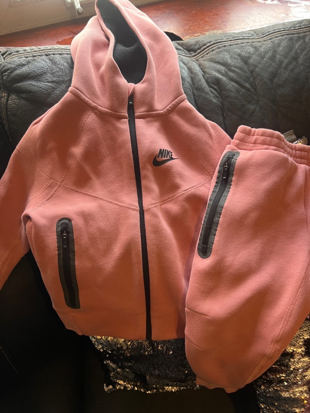 Nike Girls Pink Zip Hoodie and Joggers Set
